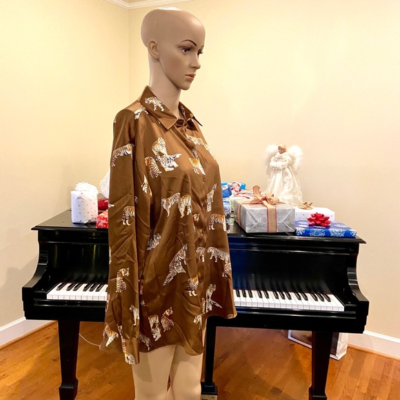 NWT Zara retro animal print satin blouse/top - Picture 14 of 16